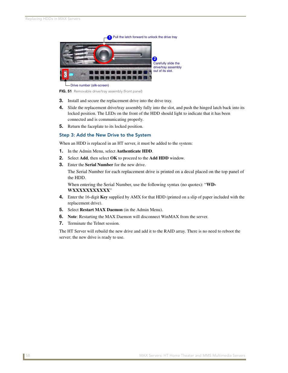 Step 3: add the new drive to the system | AMX MAX Servers User Manual | Page 64 / 80