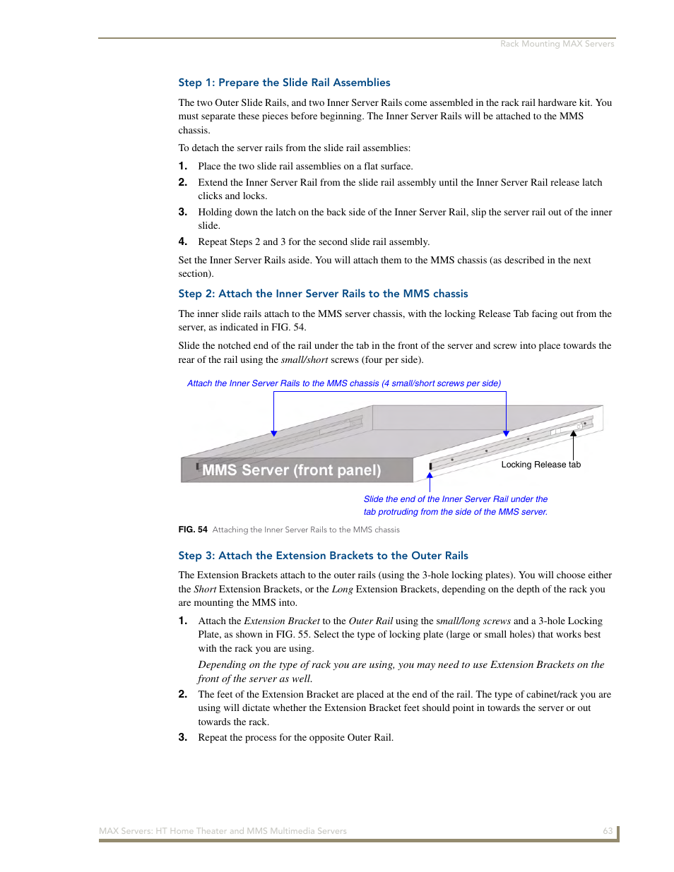 Step 1: prepare the slide rail assemblies | AMX MAX Servers User Manual | Page 69 / 80