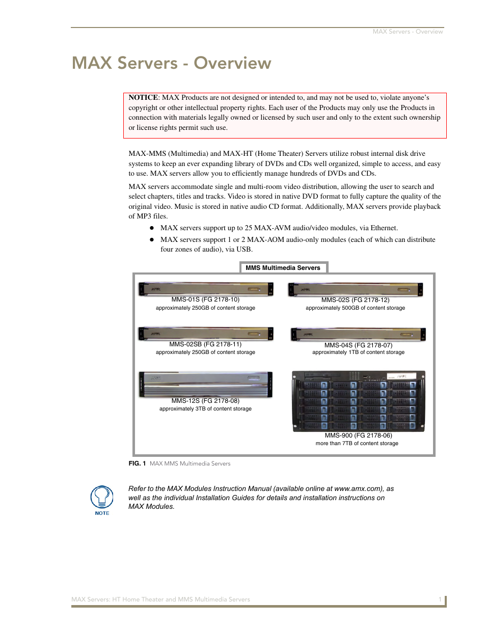 Max servers - overview | AMX MAX Servers User Manual | Page 7 / 80