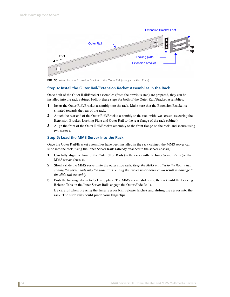 Step 5: load the mms server into the rack | AMX MAX Servers User Manual | Page 70 / 80