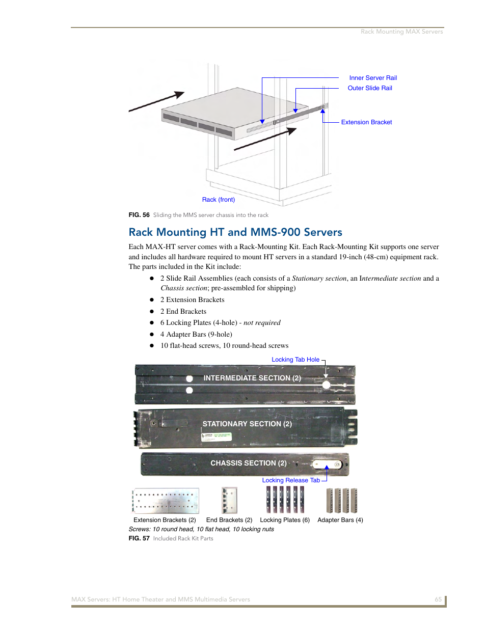 Rack mounting ht and mms-900 servers | AMX MAX Servers User Manual | Page 71 / 80