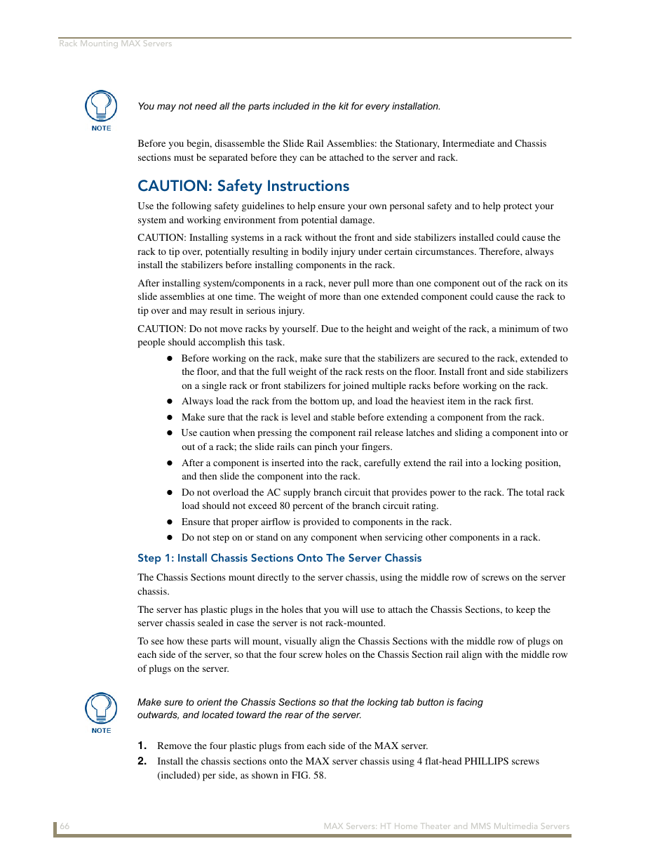 Caution: safety instructions | AMX MAX Servers User Manual | Page 72 / 80