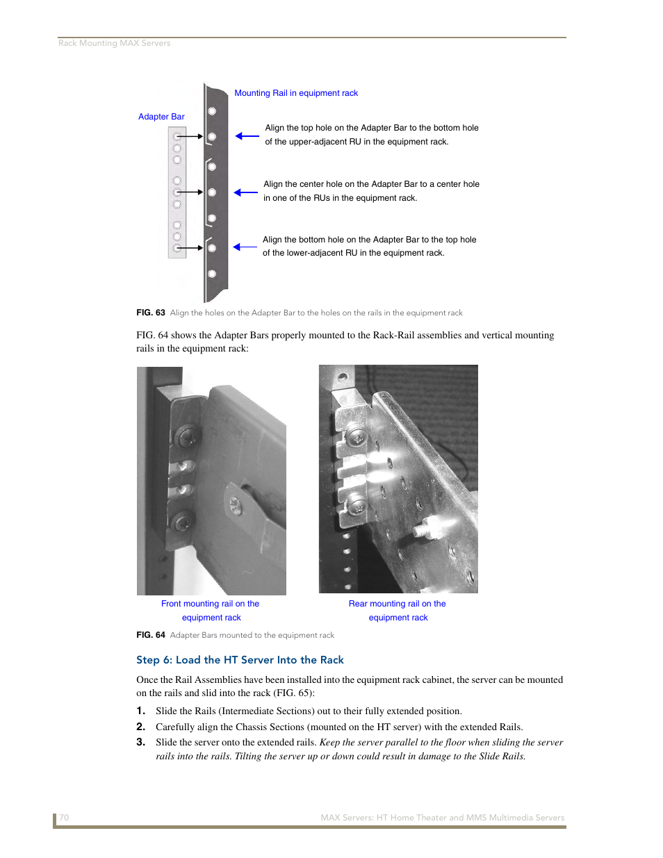 Step 6: load the ht server into the rack | AMX MAX Servers User Manual | Page 76 / 80