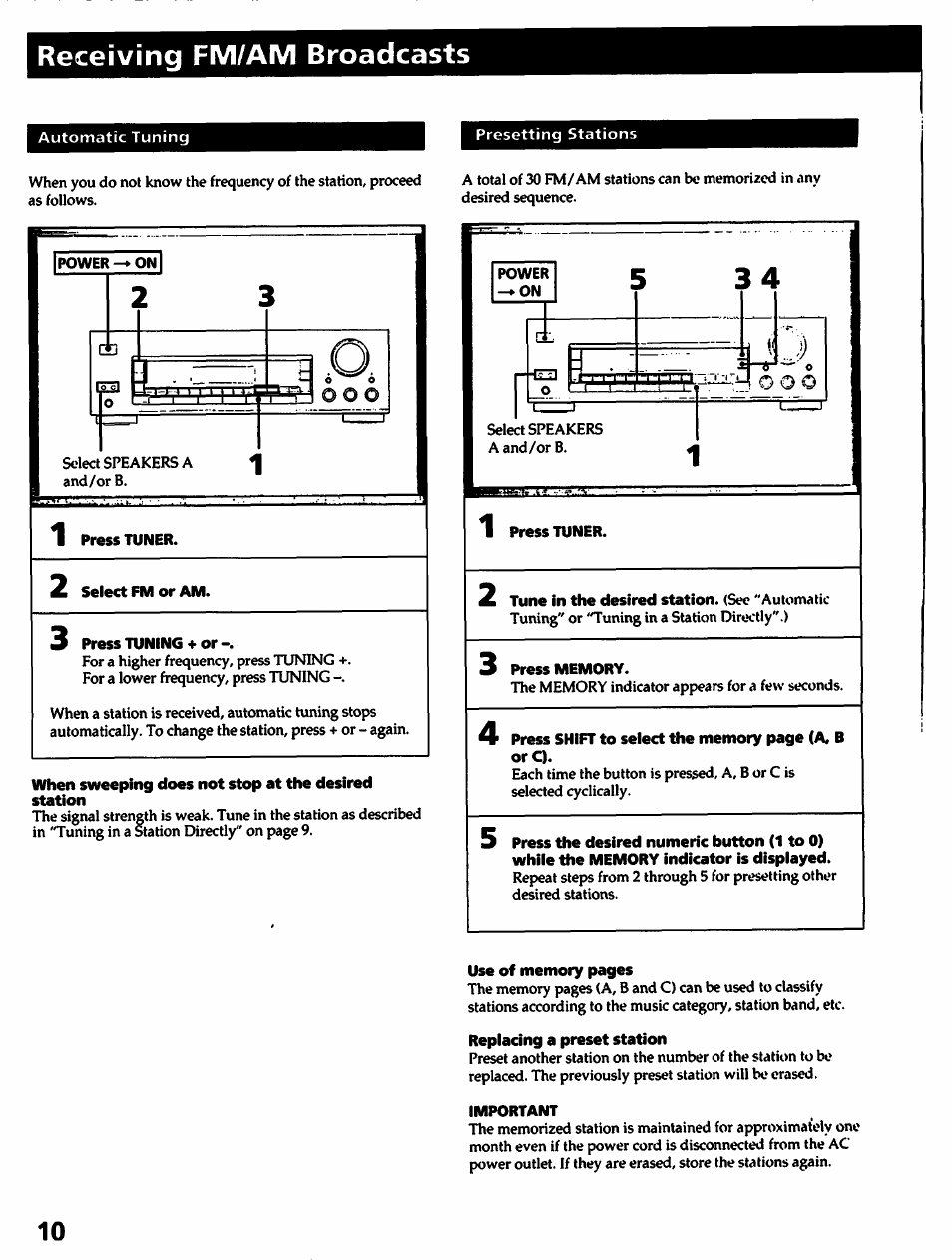 Replacing a preset station, Important | Sony STR-D315 User Manual | Page 10 / 20