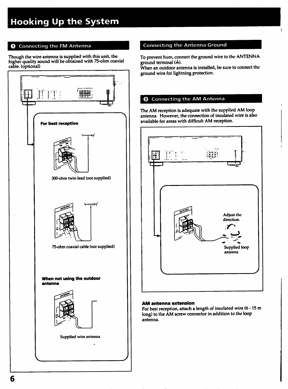 Hooking up the system, Am antenna extension | Sony STR-D315 User Manual | Page 6 / 20