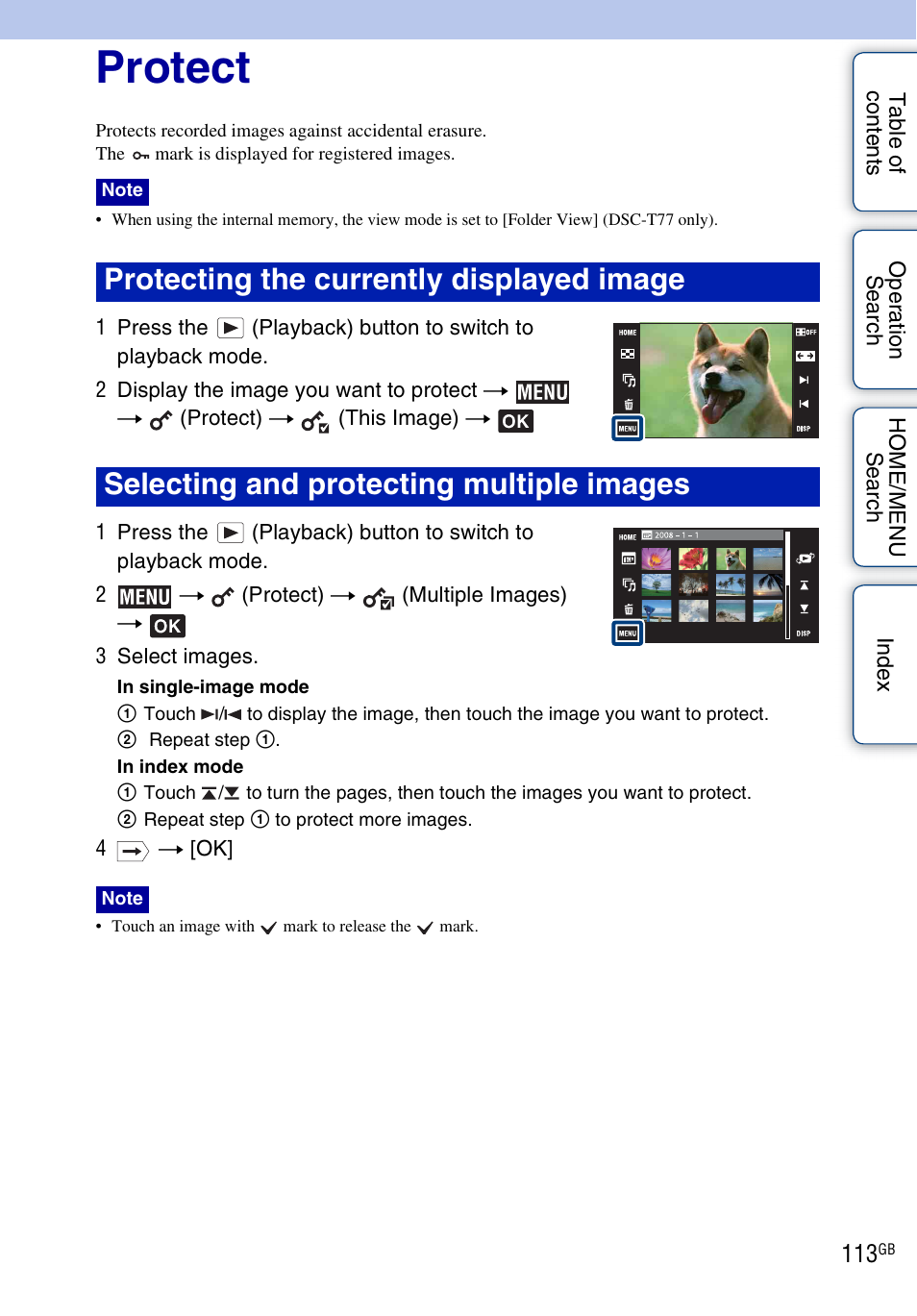 Protect), Protect | Sony DSC-T700 User Manual | Page 113 / 170