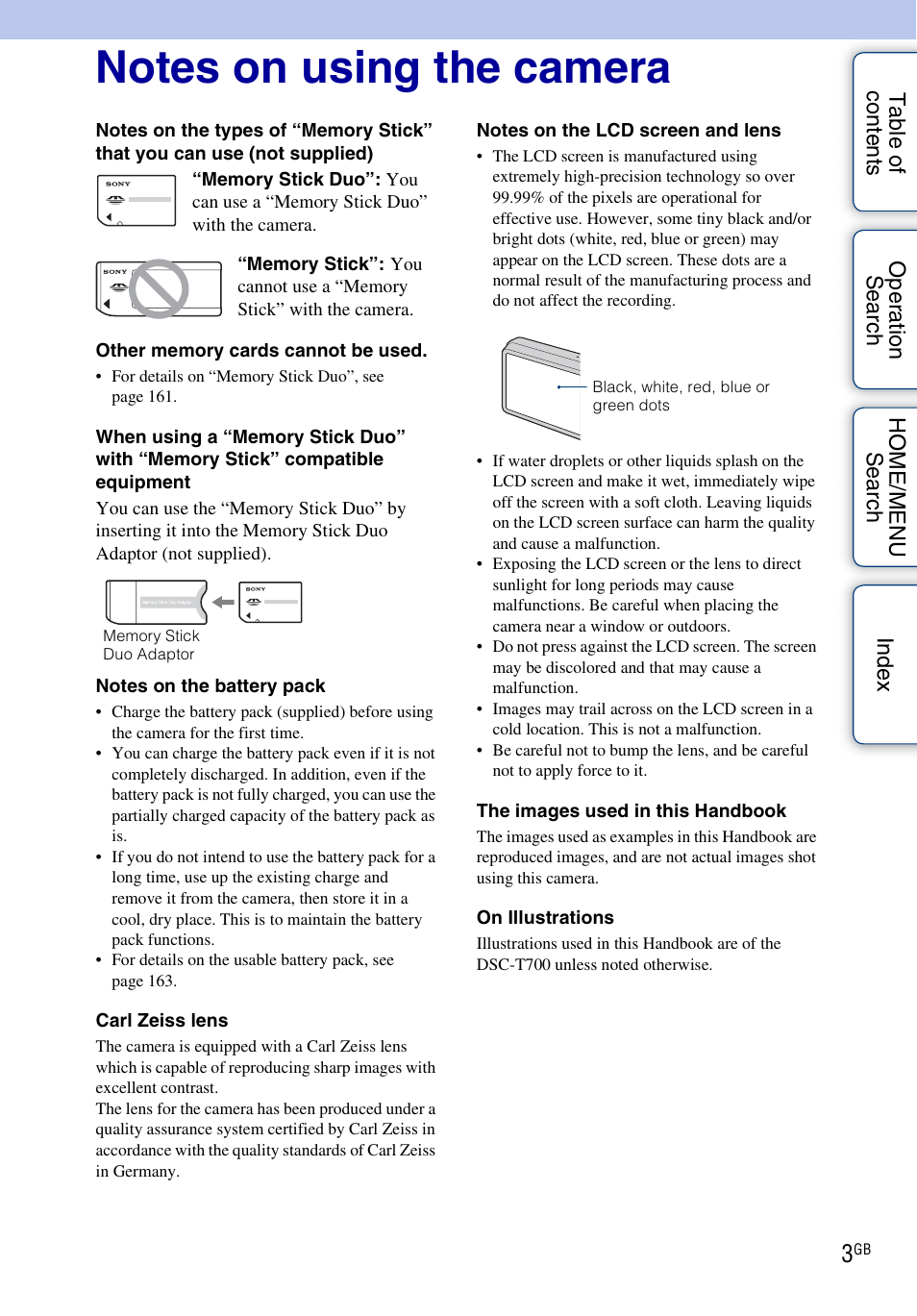 Sony DSC-T700 User Manual | Page 3 / 170
