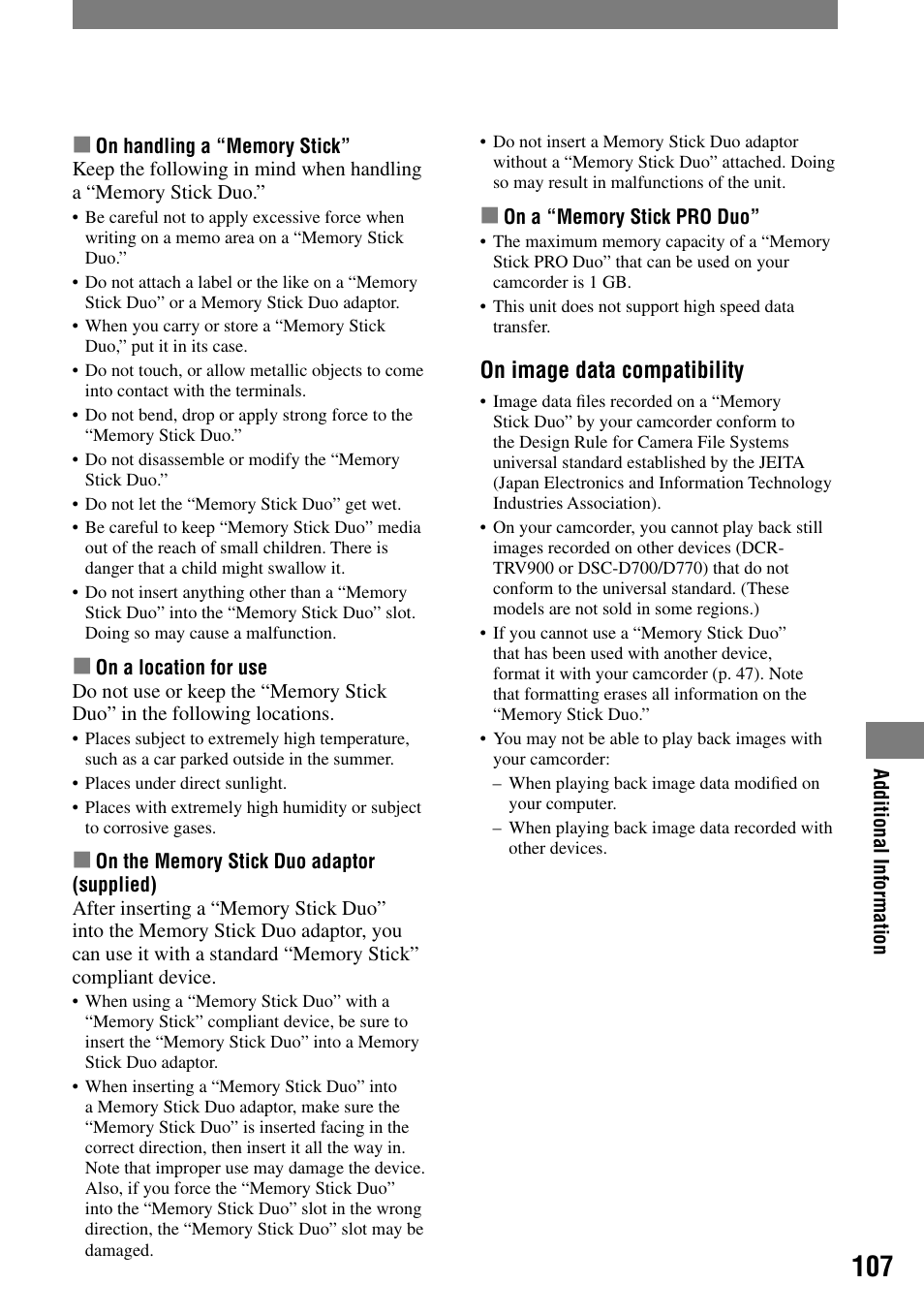 On image data compatibility | Sony DCR-HC90 User Manual | Page 107 / 123