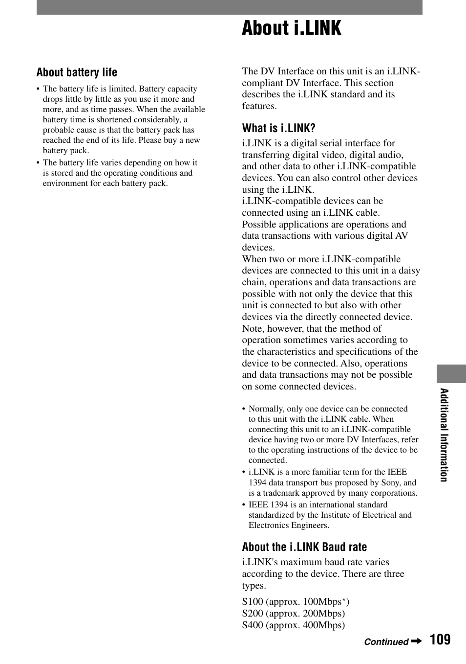 About i.link | Sony DCR-HC90 User Manual | Page 109 / 123