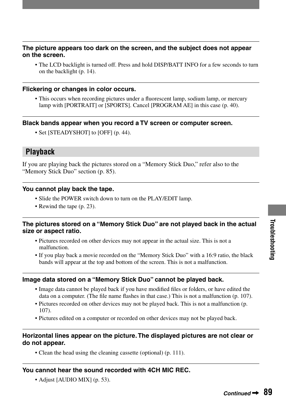 Playback | Sony DCR-HC90 User Manual | Page 89 / 123