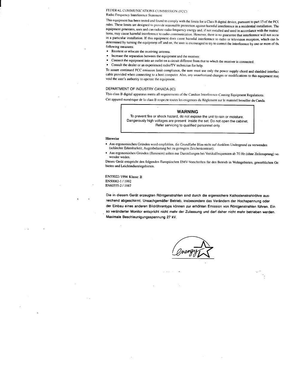 Warning | Sony CPD-200SX User Manual | Page 2 / 20