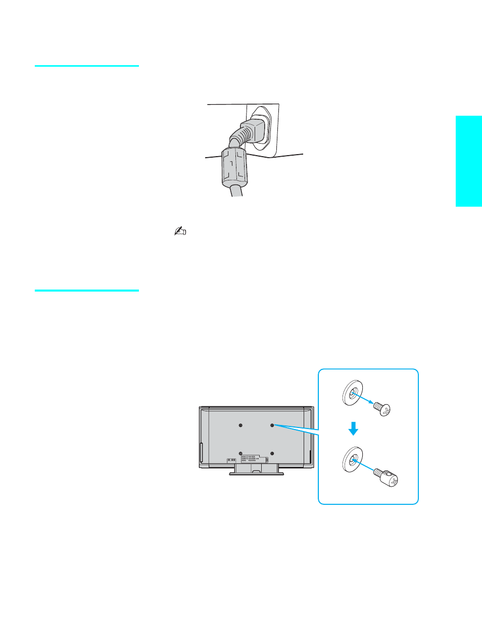 Installing the tv, Connecting the ac power cord, Preventing the tv from falling down | Sony KE-50XS910 User Manual | Page 23 / 116