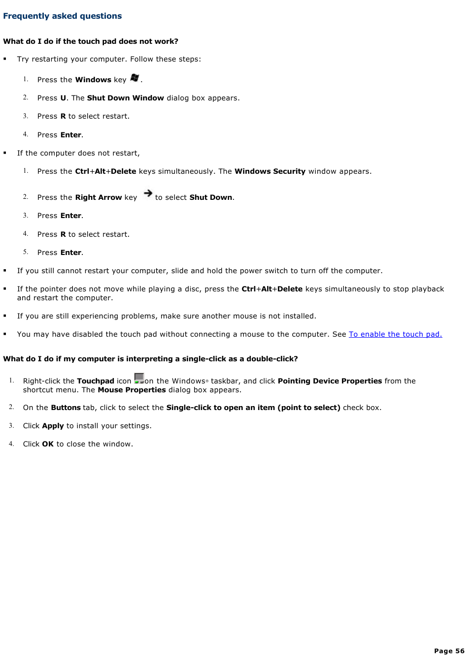 Frequently asked questions | Sony PCG-V505DC2K User Manual | Page 56 / 131