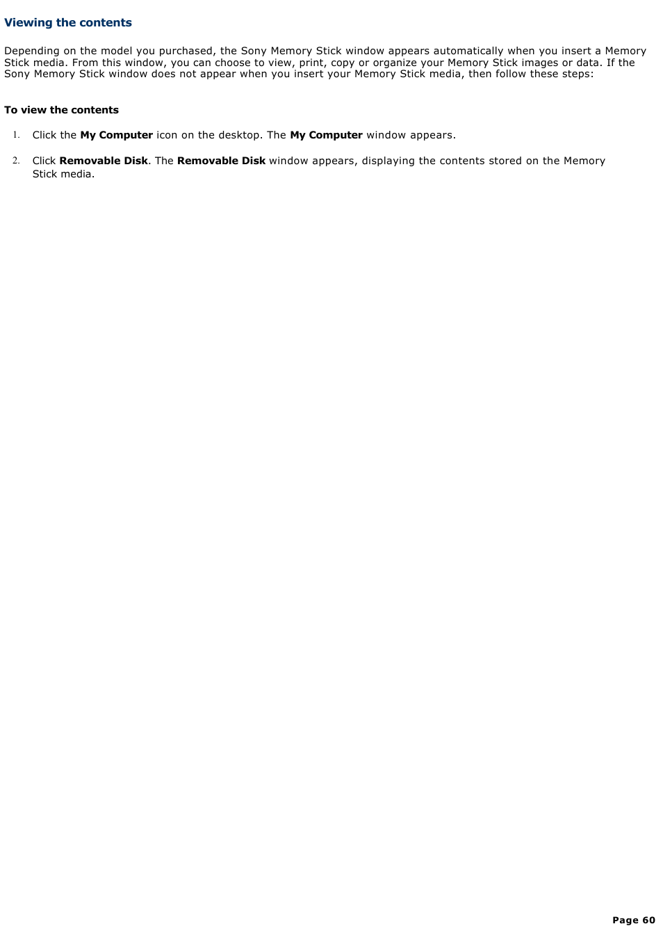 Viewing the contents | Sony PCG-V505DC2K User Manual | Page 60 / 131
