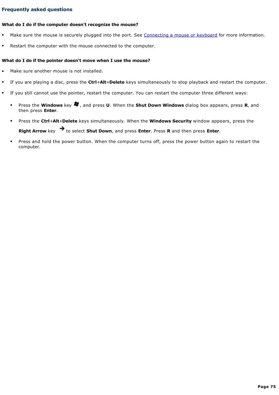 Frequently asked questions | Sony PCG-V505DC2K User Manual | Page 75 / 131