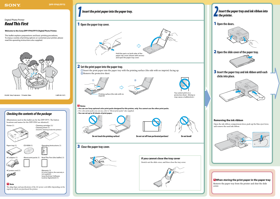 Sony DPP-FP75 User Manual | 2 pages