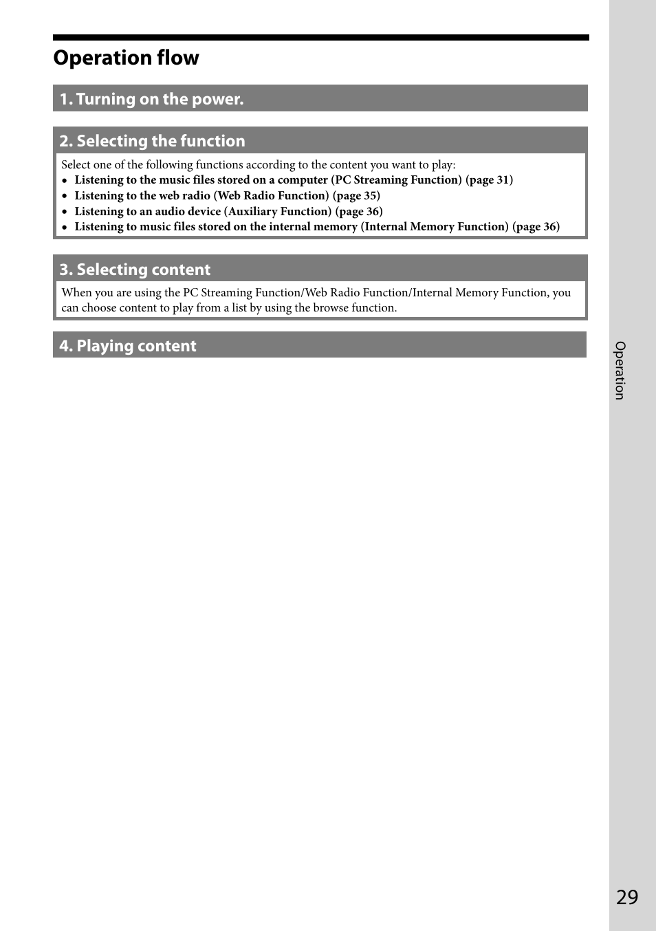 Operation, Operation flow | Sony VGF-WA1 User Manual | Page 29 / 75