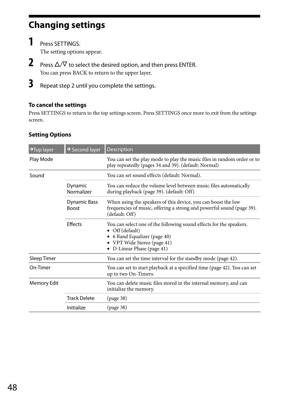 Changing settings | Sony VGF-WA1 User Manual | Page 48 / 75