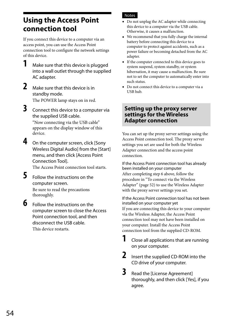 Using the access point connection tool | Sony VGF-WA1 User Manual | Page 54 / 75