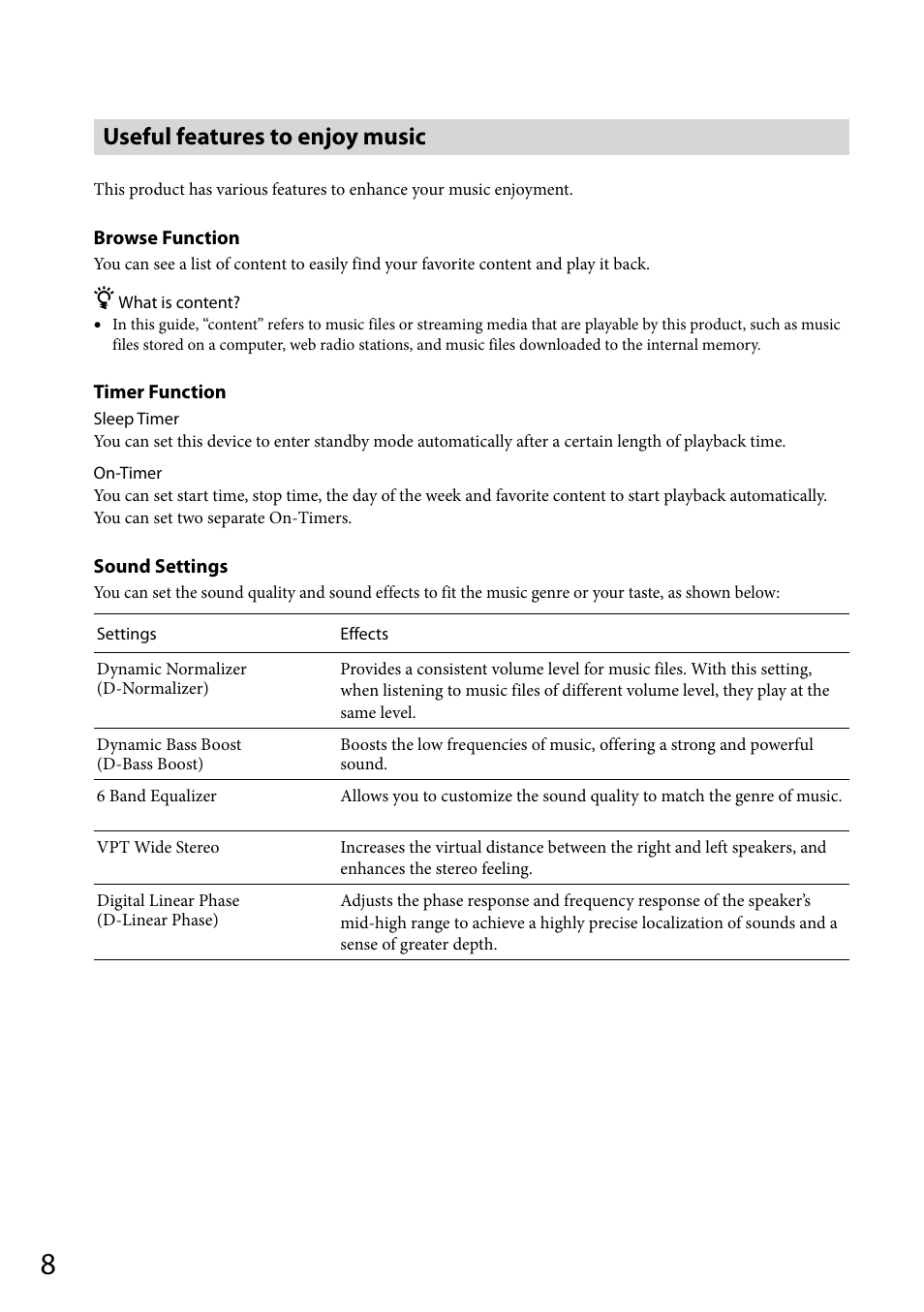 Useful features to enjoy music | Sony VGF-WA1 User Manual | Page 8 / 75