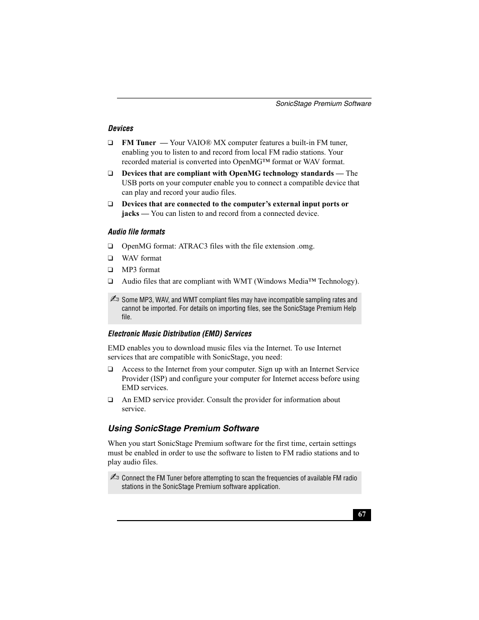 Using sonicstage premium software | Sony PCG-R505ESK User Manual | Page 159 / 222