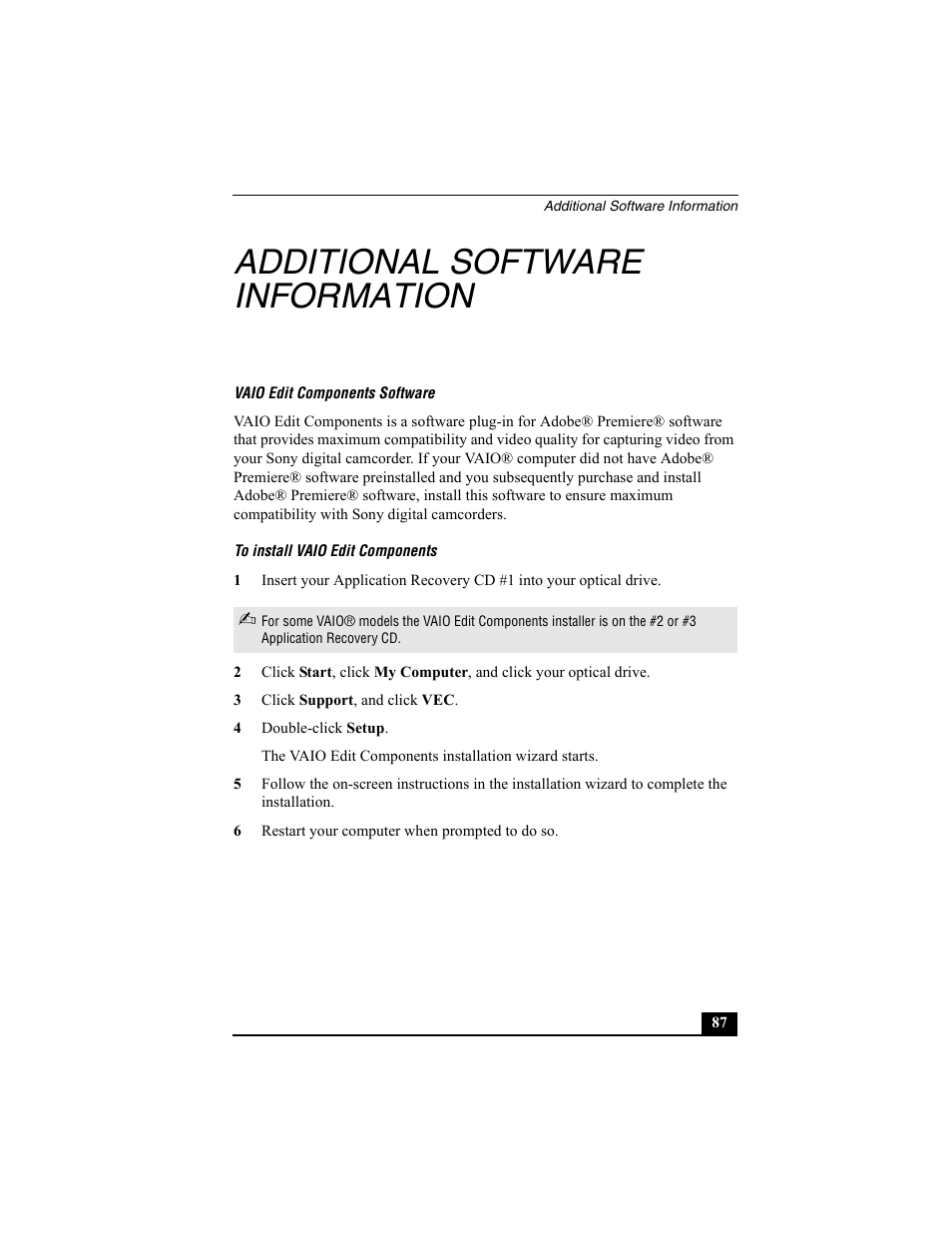 Additional software information | Sony PCG-R505ESK User Manual | Page 179 / 222