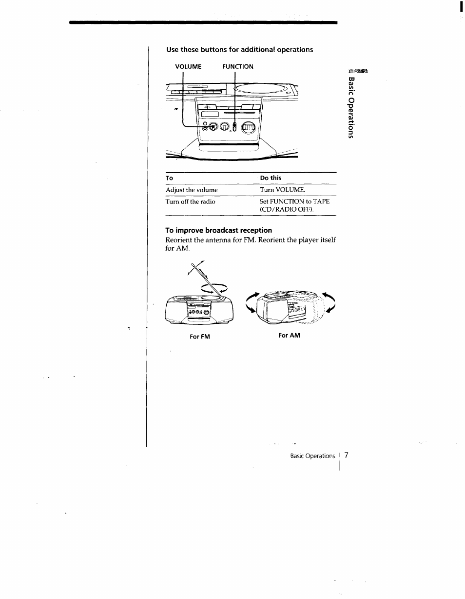 To improve broadcast reception | Sony CFD-V15 User Manual | Page 7 / 25