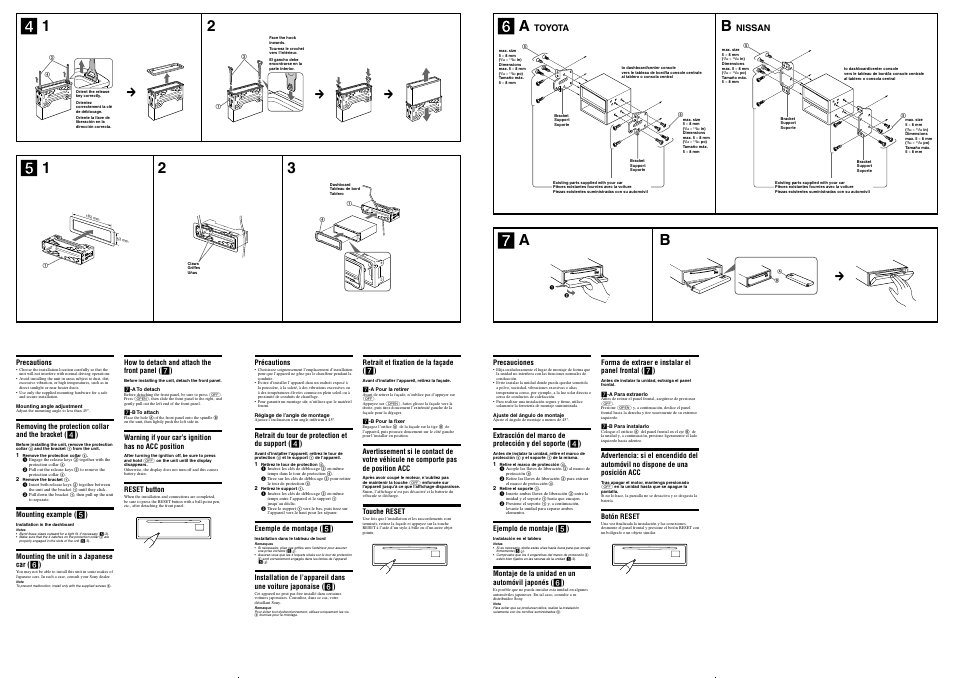 Ab 1 2, Toyota, Nissan | Sony CDX-F7710 User Manual | Page 2 / 2