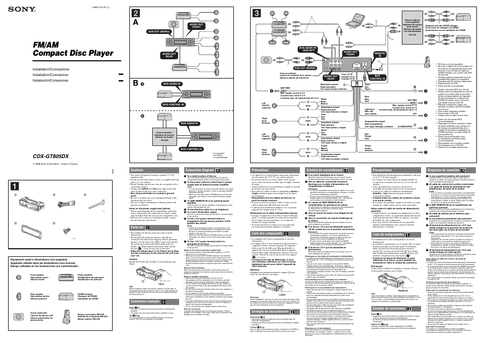 Sony CDX-GT805DX User Manual | 2 pages