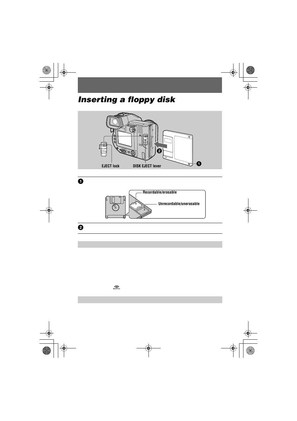 Inserting a floppy disk, Ver (14), T (14) | Sony MVC-FD95 User Manual | Page 14 / 68