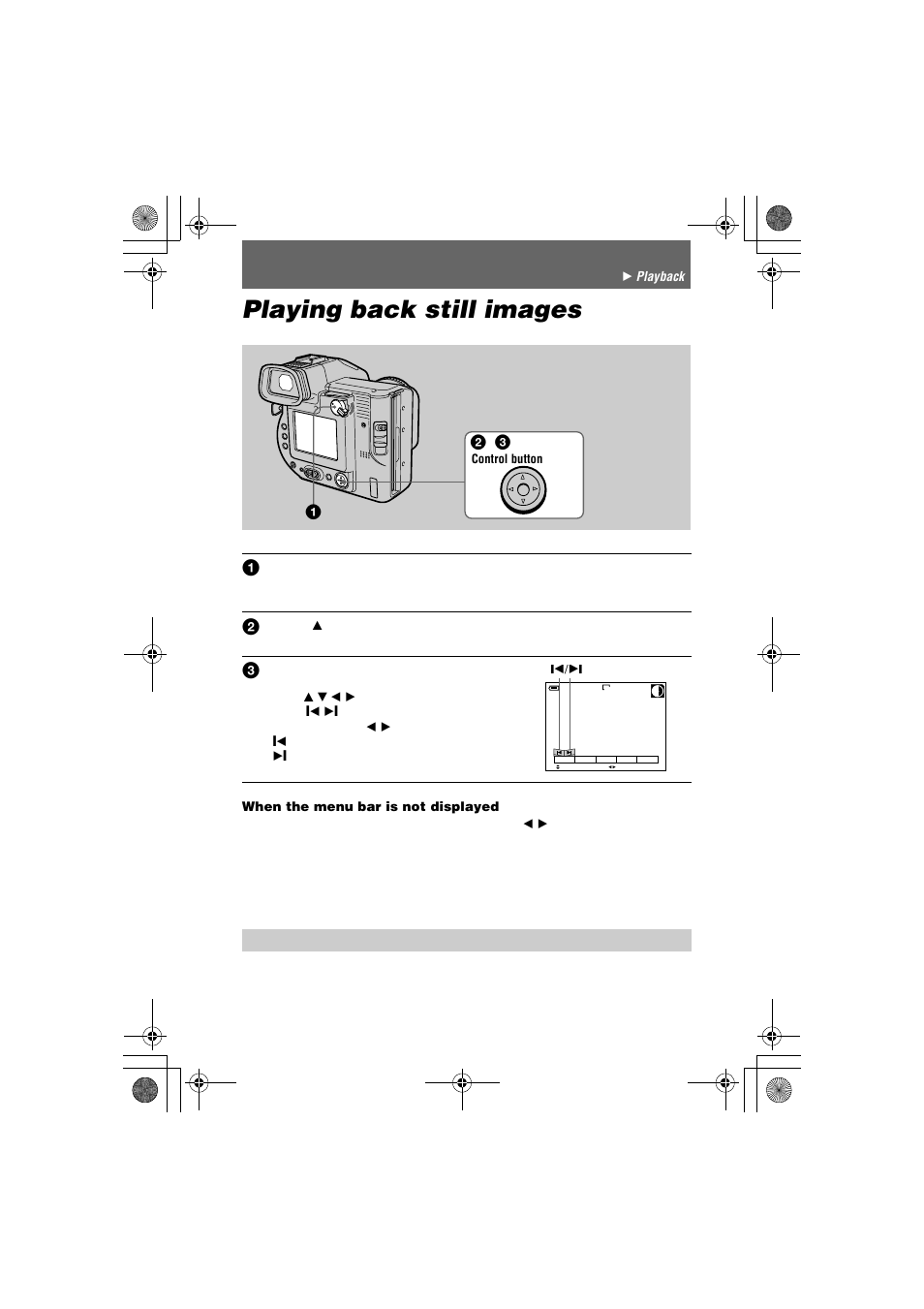 Playing back still images, B play | Sony MVC-FD95 User Manual | Page 22 / 68