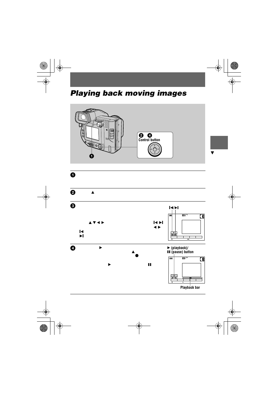 Playing back moving images | Sony MVC-FD95 User Manual | Page 23 / 68