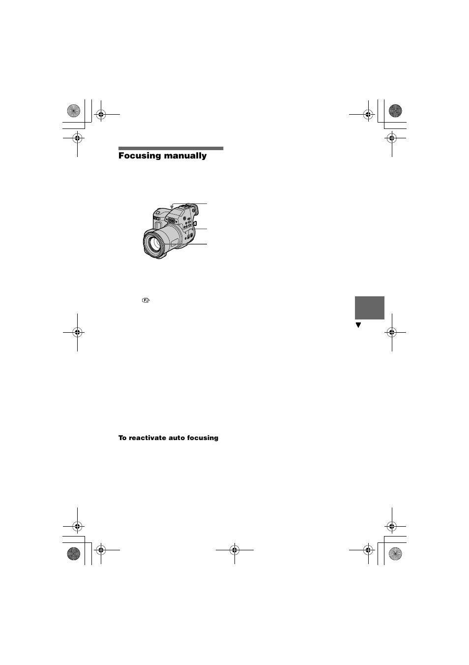 Focusing manually, G (39) | Sony MVC-FD95 User Manual | Page 39 / 68