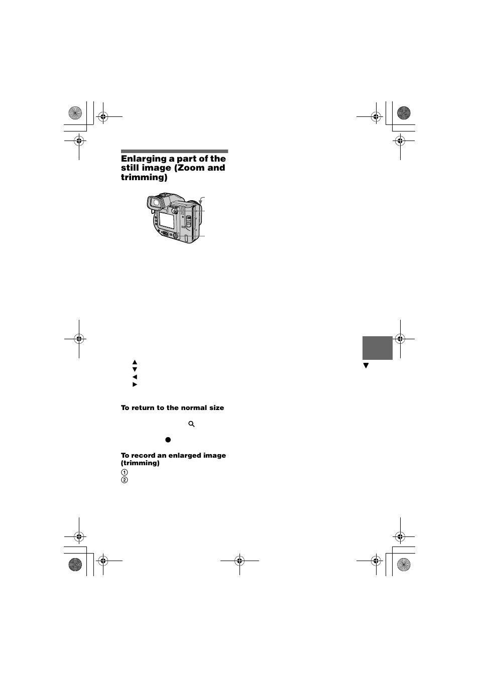 Enlarging a part of the still image, Zoom and trimming) | Sony MVC-FD95 User Manual | Page 45 / 68