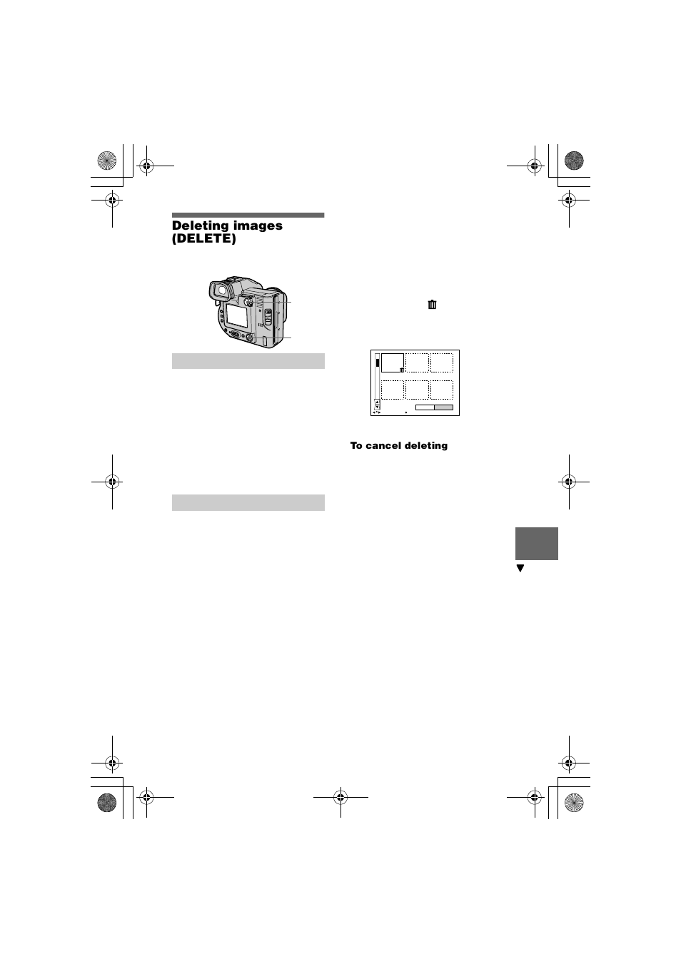 Deleting images (delete) | Sony MVC-FD95 User Manual | Page 49 / 68