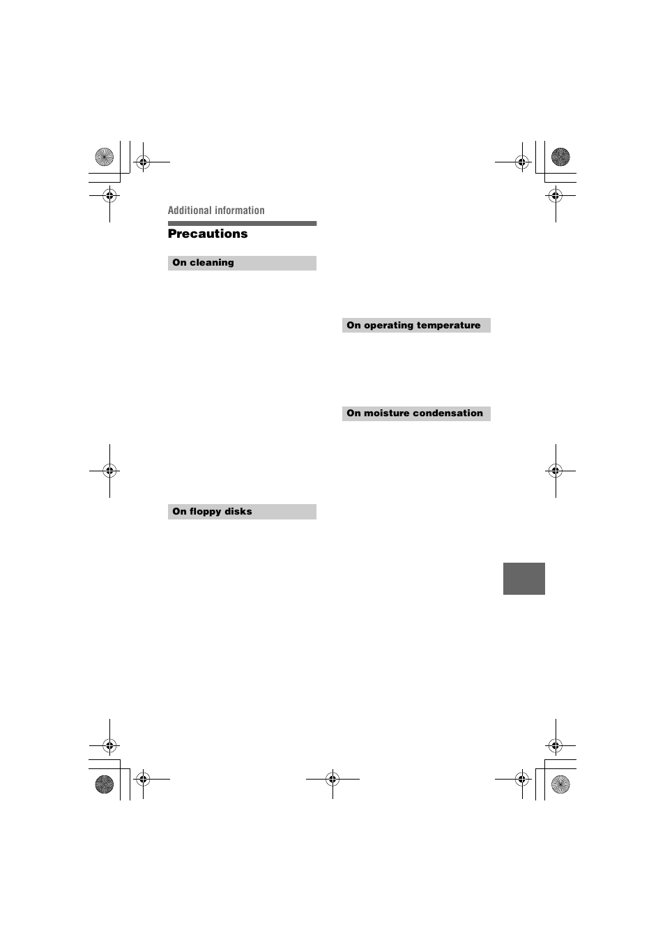 Precautions, Additional information | Sony MVC-FD95 User Manual | Page 55 / 68