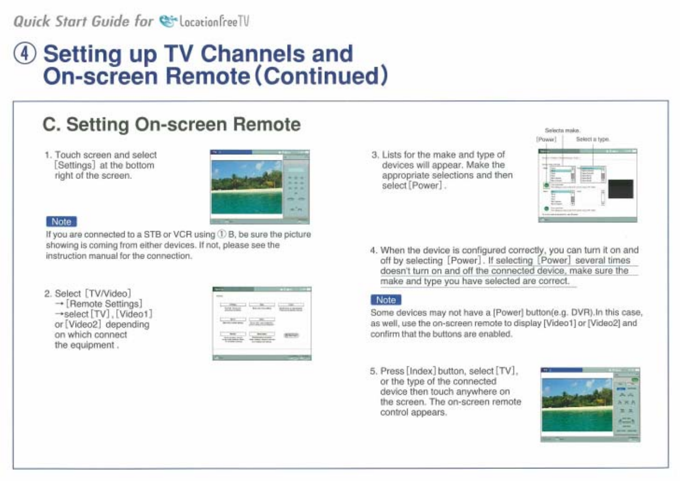 C. setting on-screen remote | Sony LF-X5 User Manual | Page 6 / 8