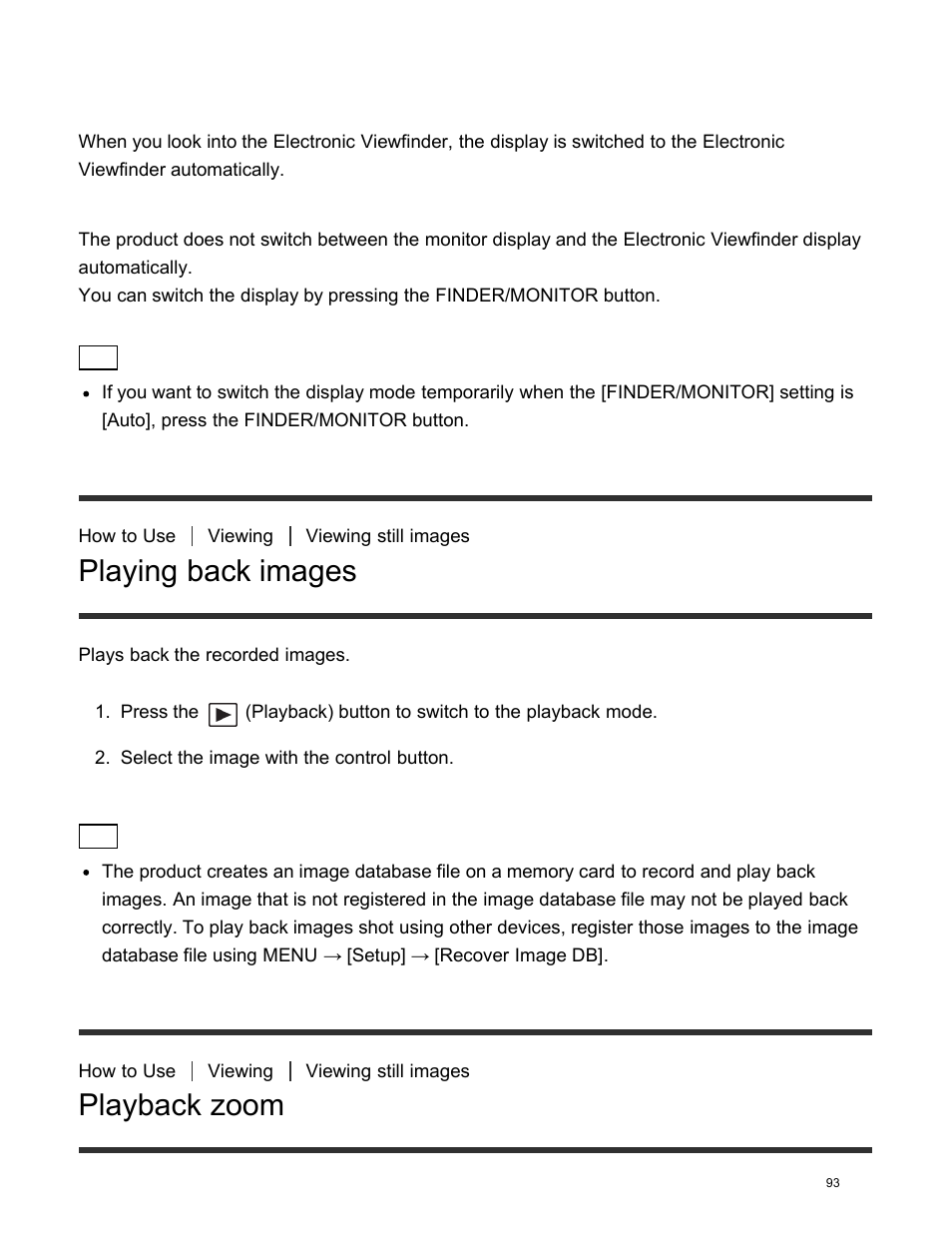 Playing back images, Playback zoom | Sony DSC-HX400V User Manual | Page 103 / 196