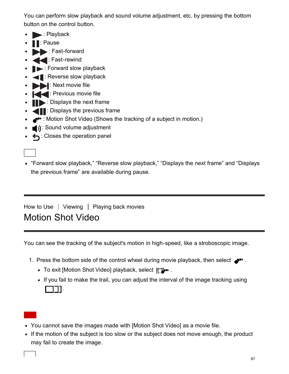 Motion shot video | Sony DSC-HX400V User Manual | Page 107 / 196