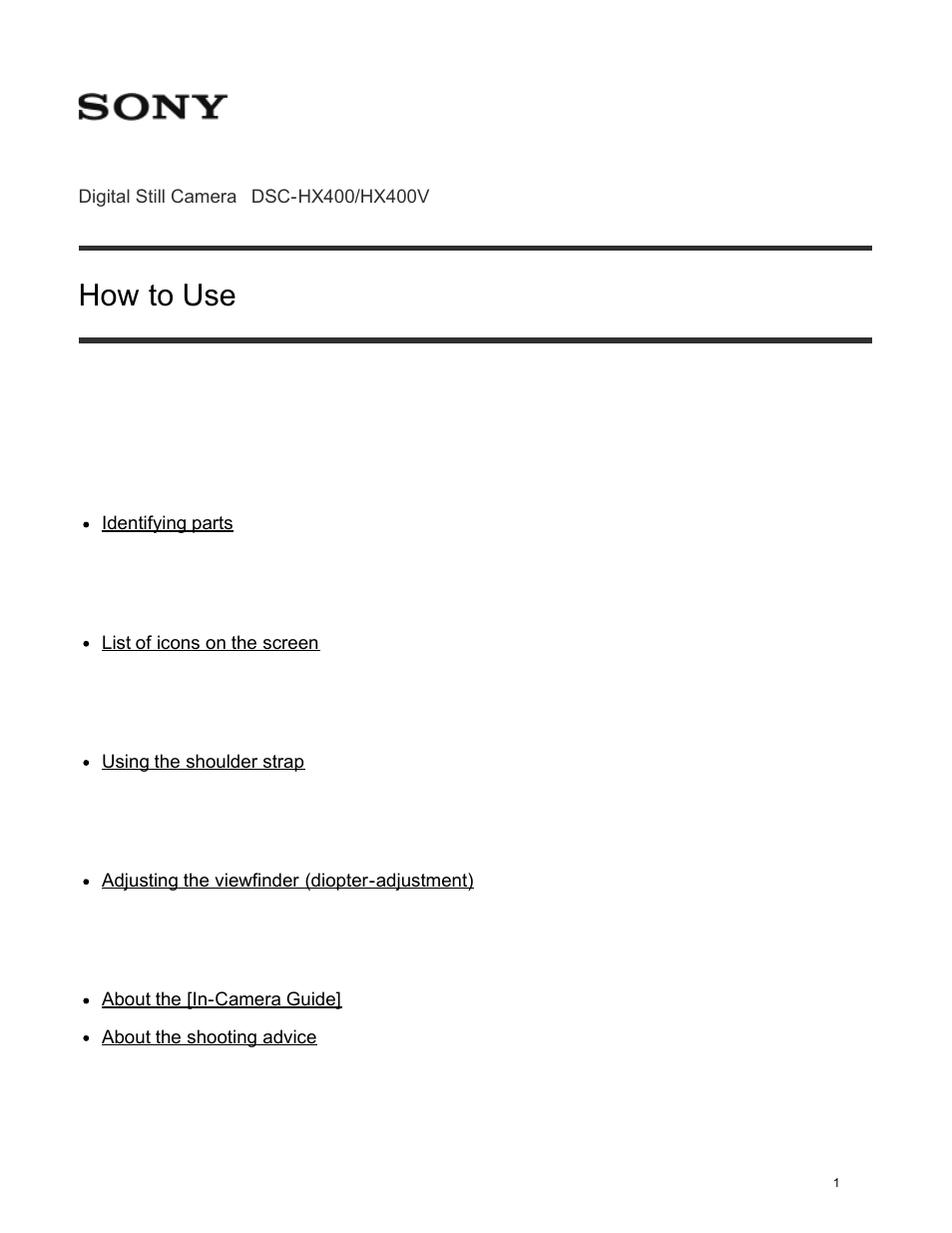 How to use, Before use, Confirming the operation method | If you have problems | Sony DSC-HX400V User Manual | Page 11 / 196