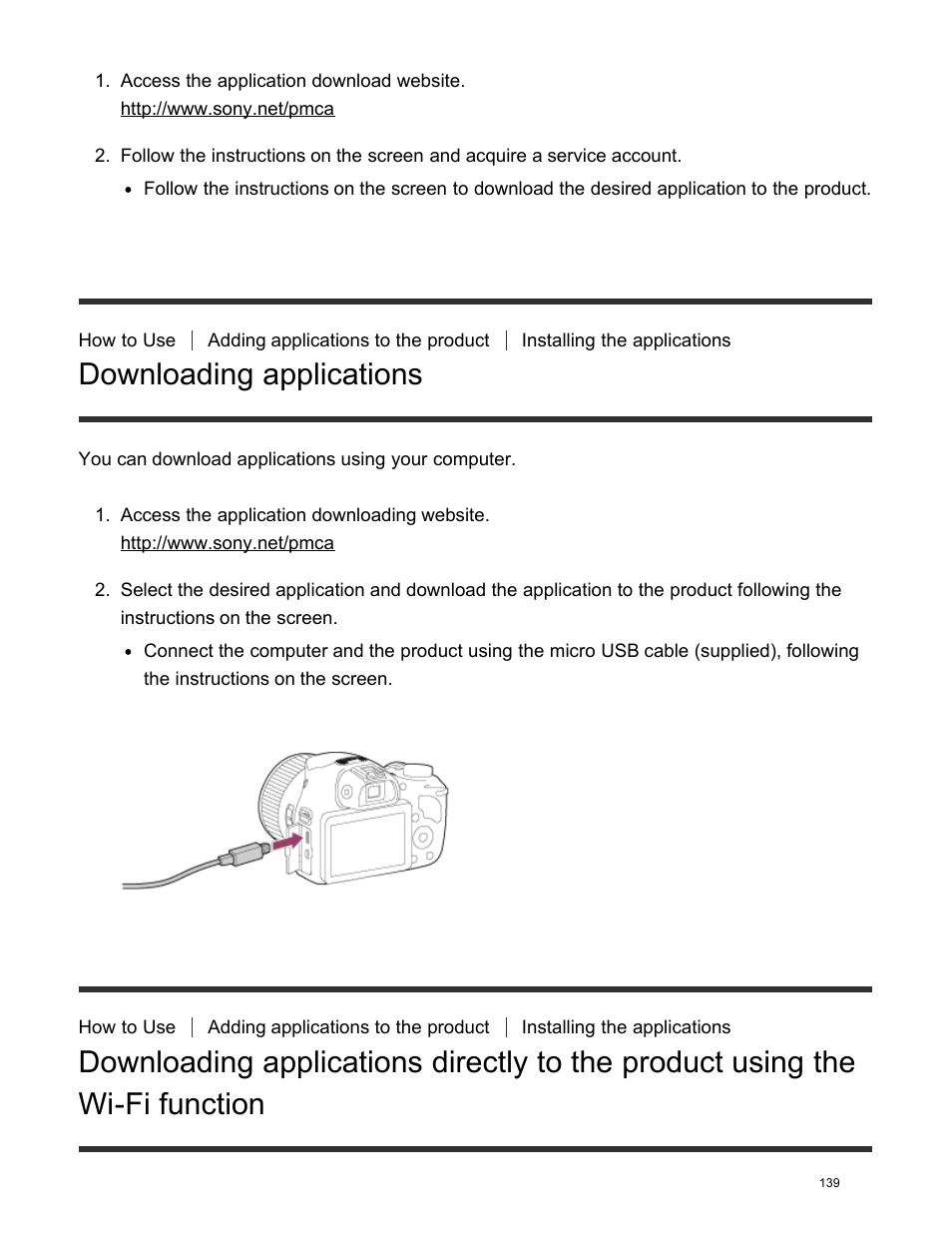 Downloading applications, Function | Sony DSC-HX400V User Manual | Page 149 / 196