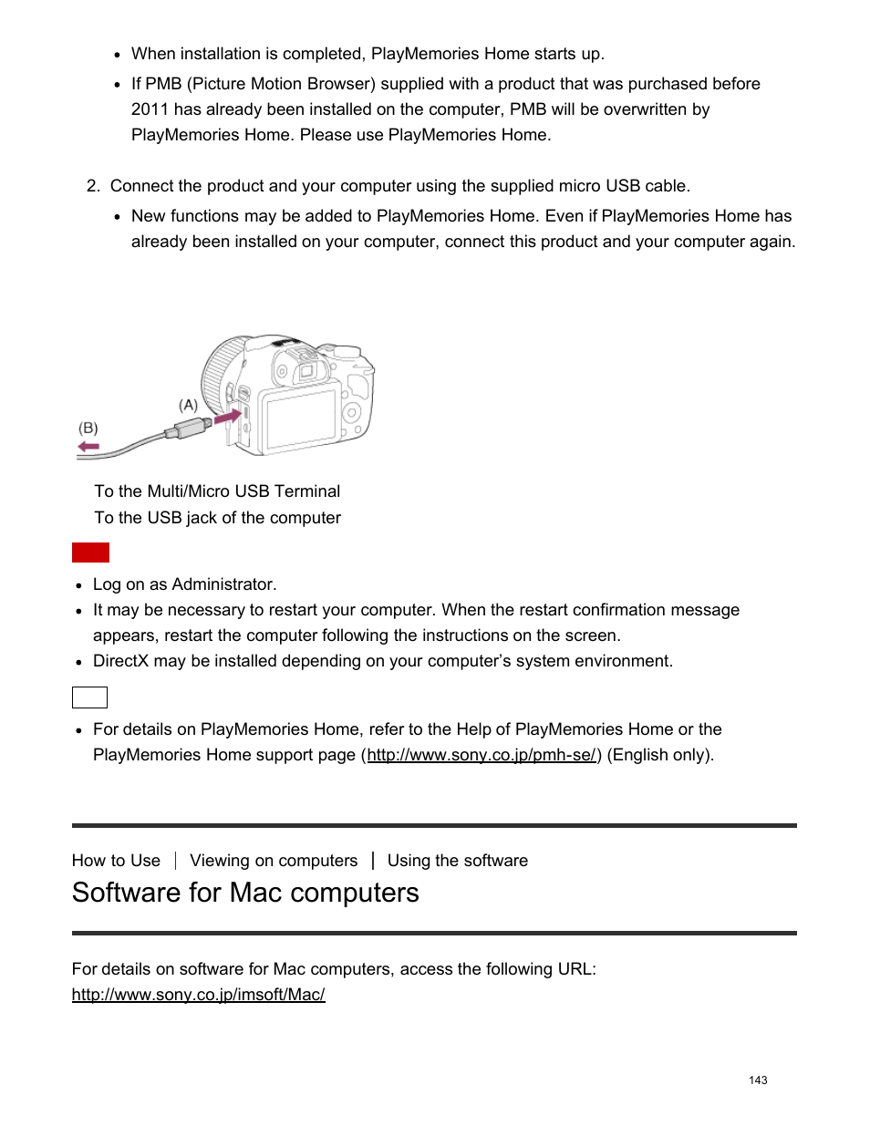 Software for mac computers, Wireless auto import | Sony DSC-HX400V User Manual | Page 153 / 196