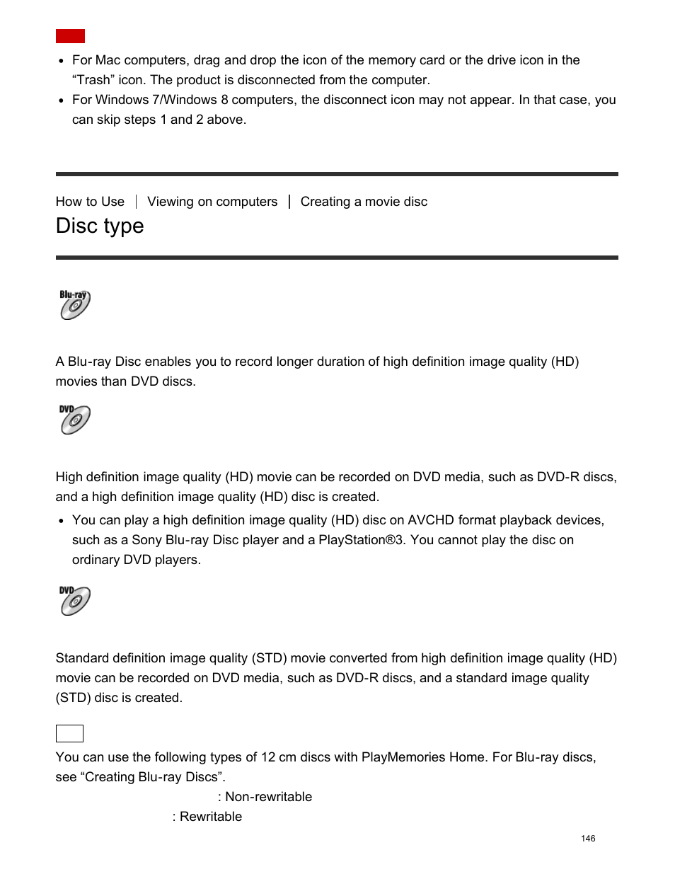 Disc type | Sony DSC-HX400V User Manual | Page 156 / 196