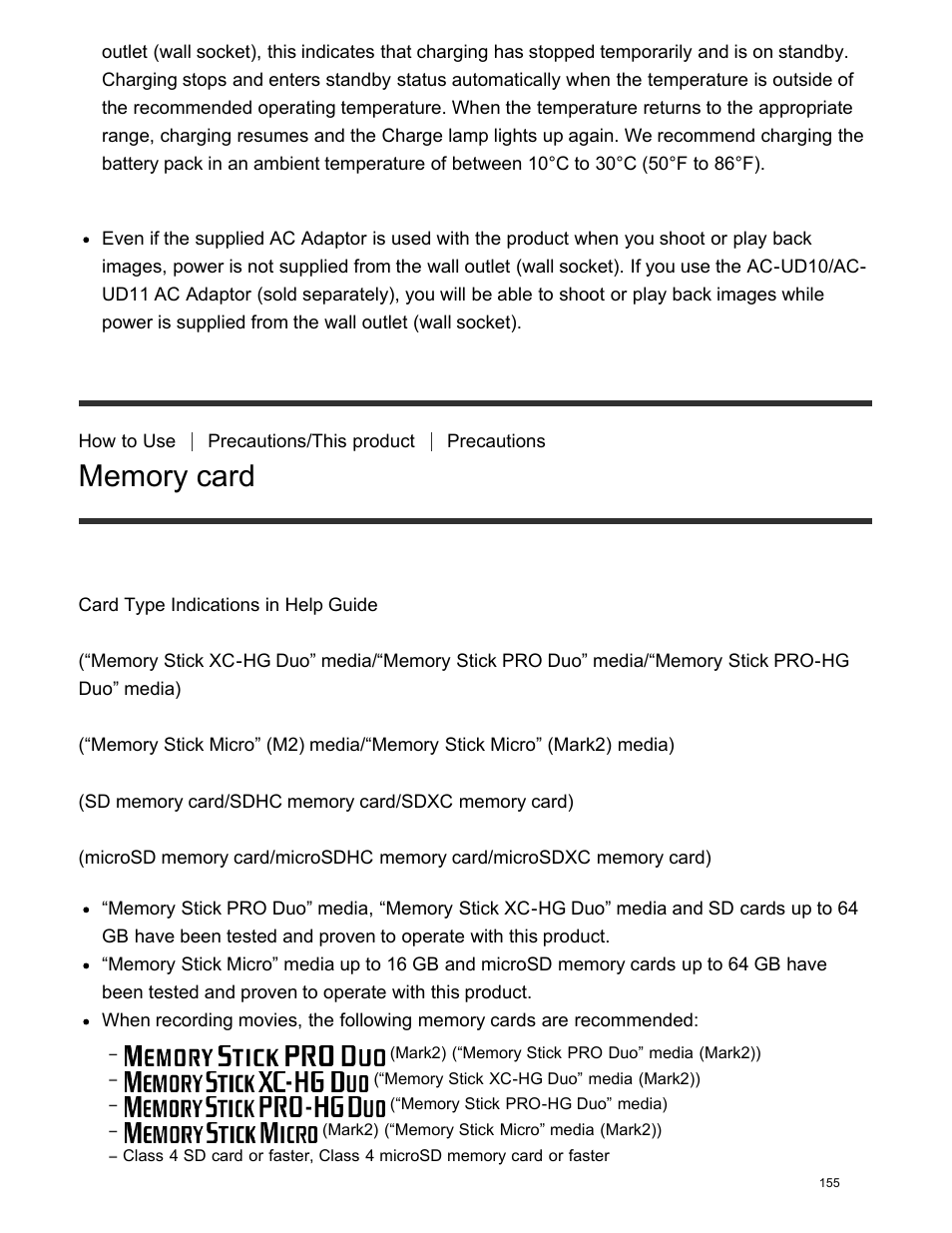 Memory card | Sony DSC-HX400V User Manual | Page 165 / 196