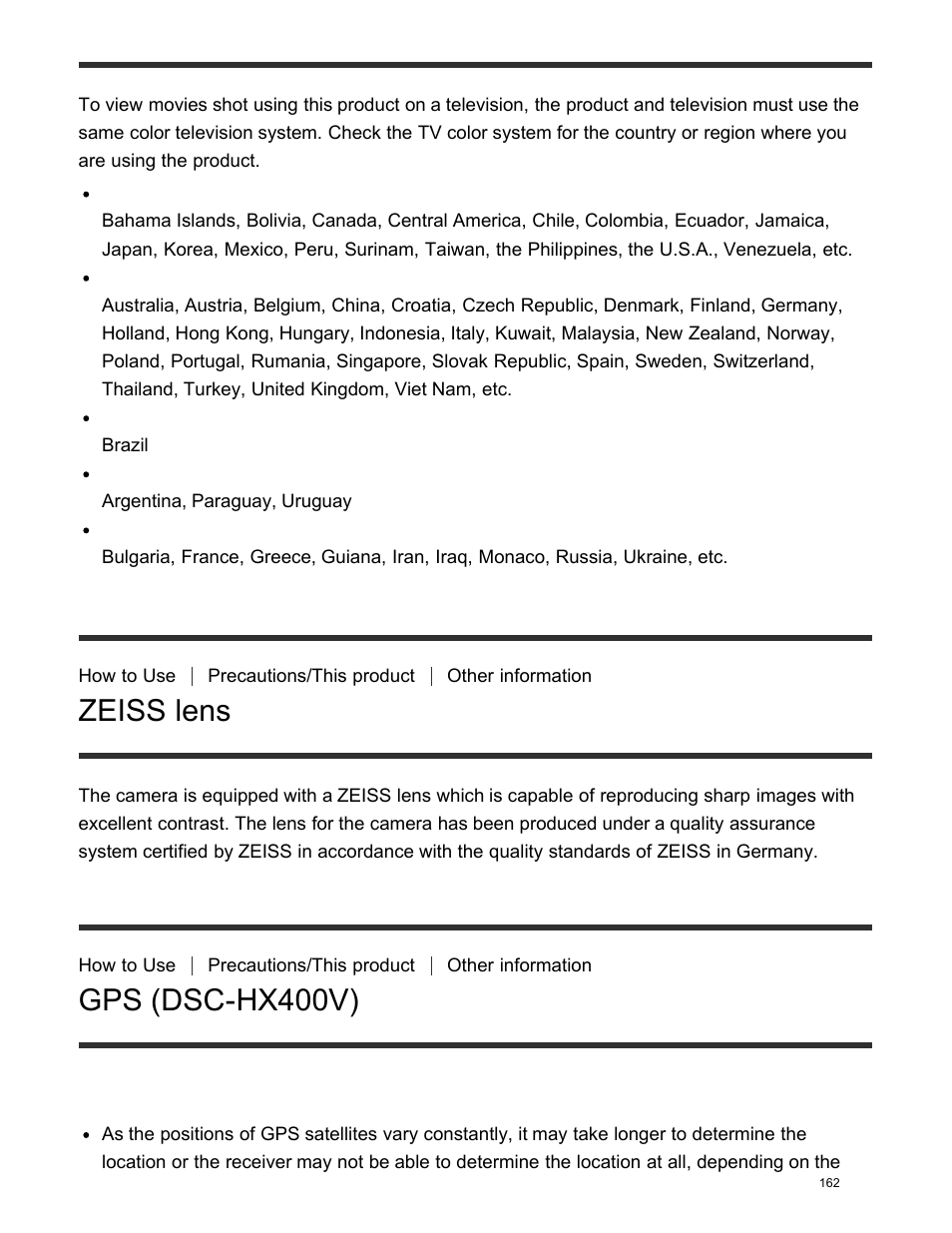 Zeiss lens, Gps (dsc-hx400v) | Sony DSC-HX400V User Manual | Page 172 / 196