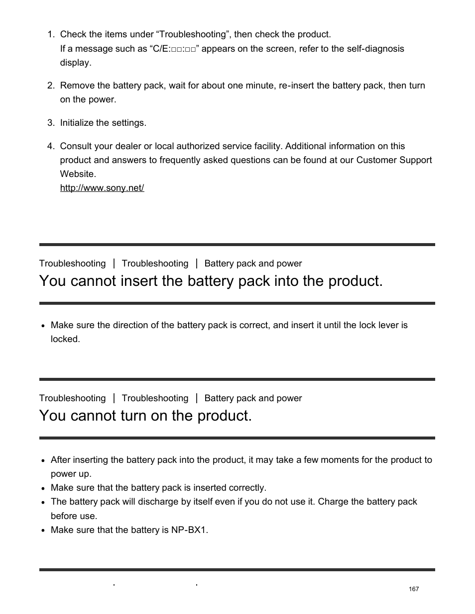 You cannot turn on the product, The power turns off suddenly | Sony DSC-HX400V User Manual | Page 177 / 196