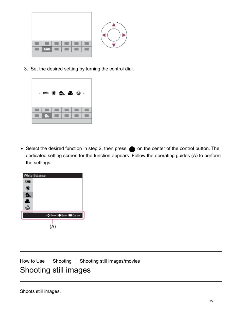 Shooting still images | Sony DSC-HX400V User Manual | Page 39 / 196