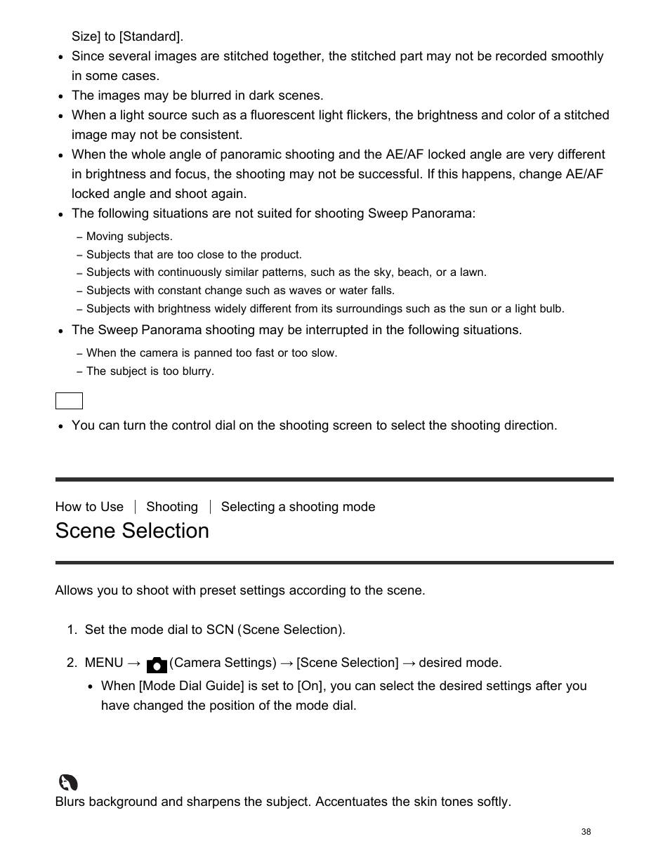 Scene selection, Menu item details | Sony DSC-HX400V User Manual | Page 48 / 196