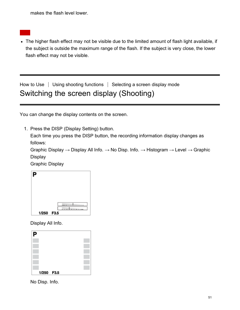 Switching the screen display (shooting) | Sony DSC-HX400V User Manual | Page 61 / 196