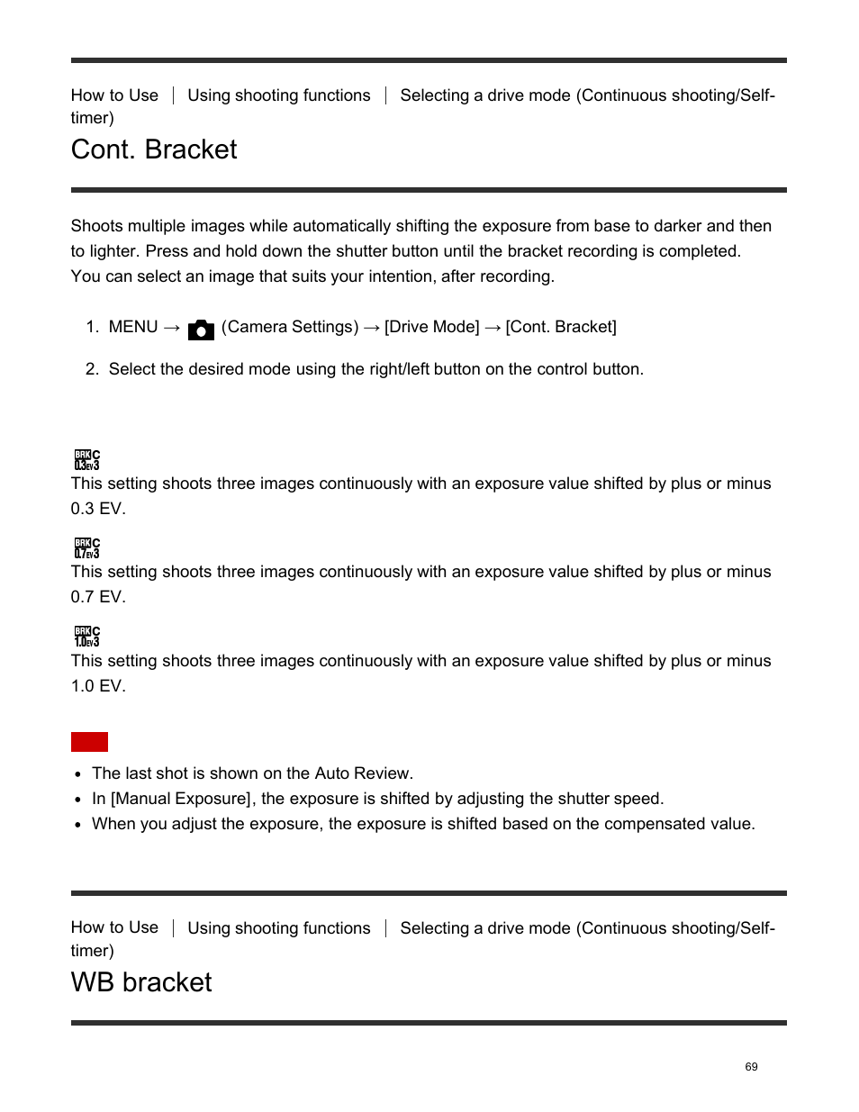 Wb bracket, Cont. bracket | Sony DSC-HX400V User Manual | Page 79 / 196